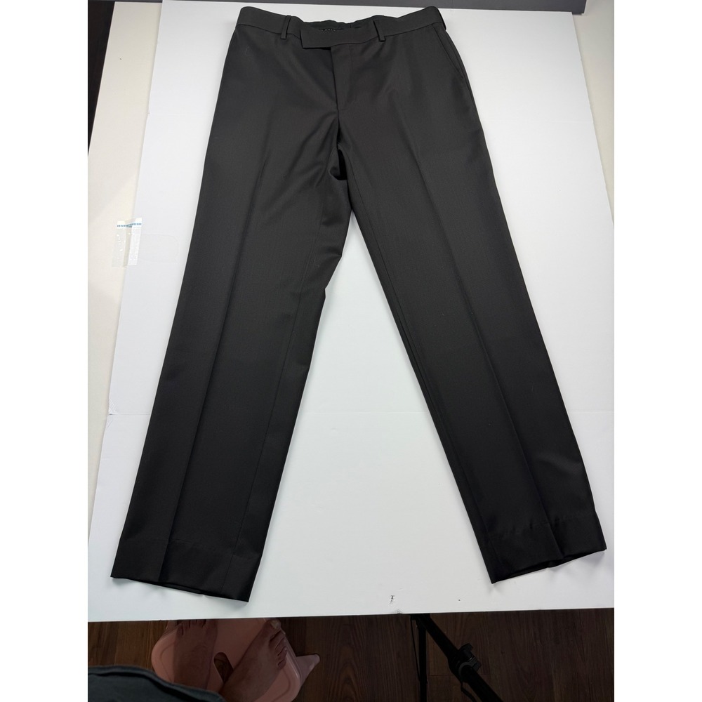Hugo Boss James Brown US Dress Pants Mens 35R BlackTextured Flat Front